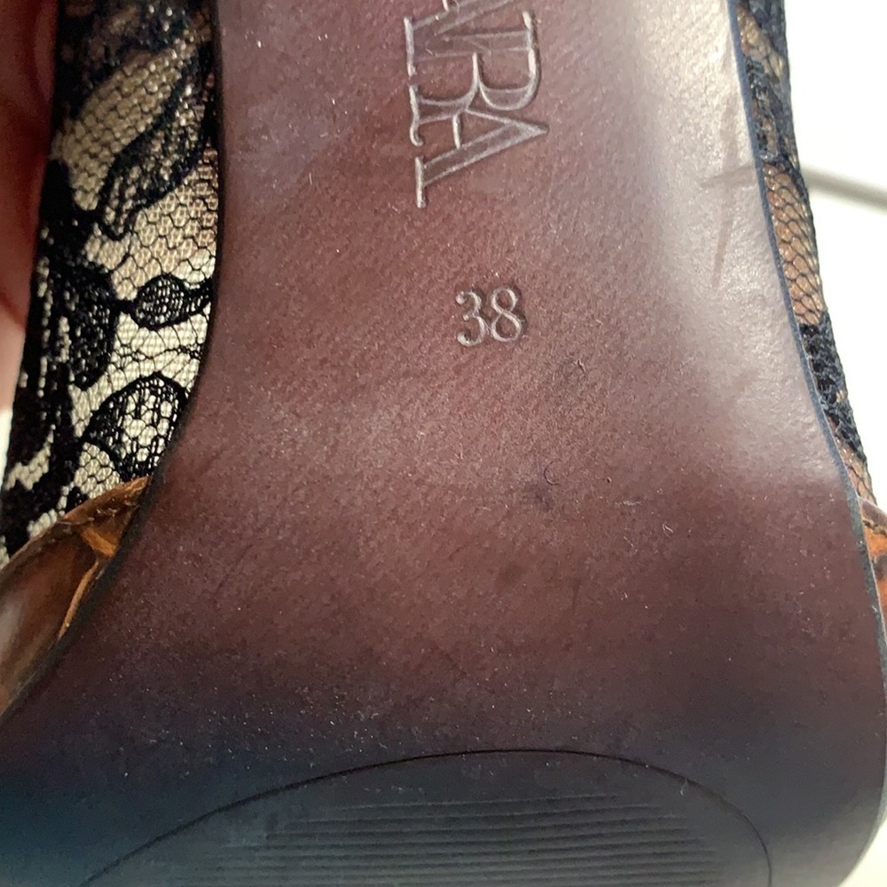 🌹NWOT. Zara Red Animal Print Lace High Heel Shoes. Size 7,5. - Picture 12 of 12